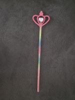 Zauberstab mit Herz und Krone pink bunt glitter