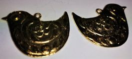 Christbaumschmuck  Vogel voll Zinn Gold