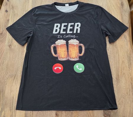 T-Shirt schwarz mit Bierprint Grösse 2XL Polyester neu