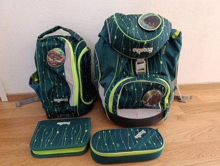 Ergobag Schulrucksack Set, grün, komplett mit Zubehör