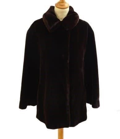 BROADWAY NYC Damen Mantel Kunstpelz Chocolate - Wintermantel Größe L