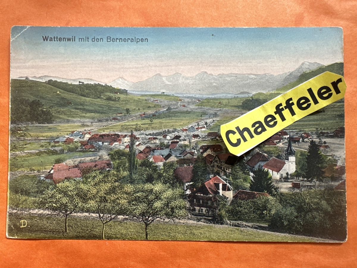 Cartoline postali: Alte Ansichtskarte Wattenwil mit den Berneralpen – Usato da Zürich venduto da Chaeffeler