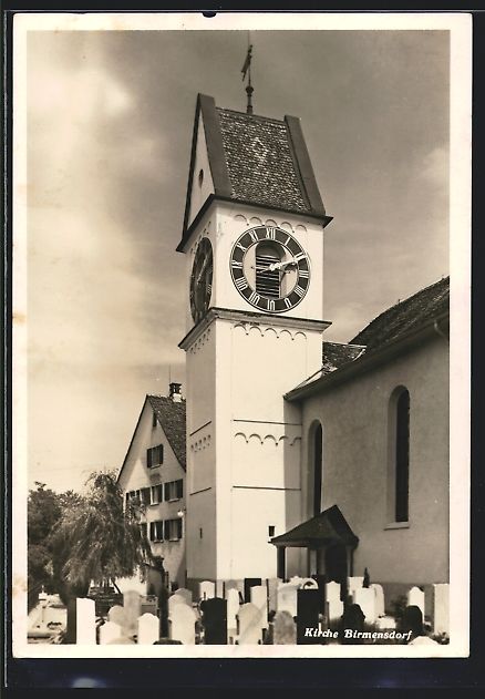 Cartoline postali: Birmensdorf, Kirche mit Grabsteinen und  – Usato da Berlin venduto da bartko-reher