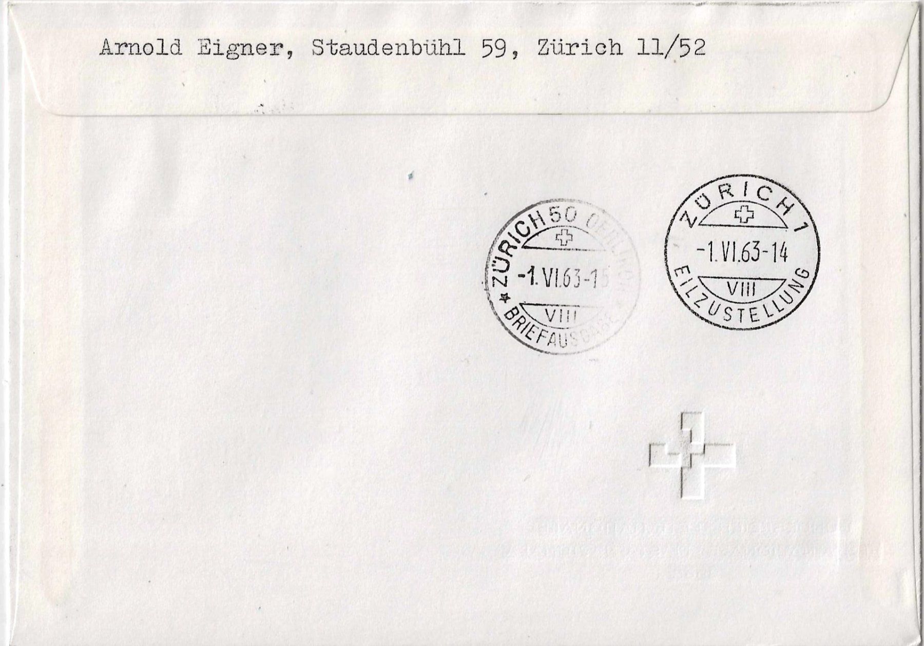 Alle Briefmarken: FDC Pro Patria 1963 Express – Gebraucht aus Zürich von Philacat11 1