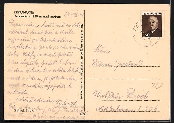 Cartes postales: Dvoracka, Krkonose, Blick auf die Bergh – D'occasion à Berlin par bartko-reher 1