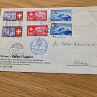 Dokument PTT Zürich Olten 1939 Bäretswil Ballon Flug