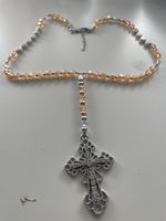 Kette Rosenkranz mit Kreuz und Inschrift neuwertig