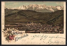 Litho Einsiedeln, Ortsansicht gegen die 