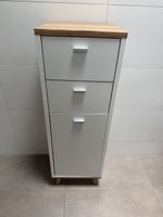 Badezimmerschrank weiss Holzoptik mit zwei Schubladen