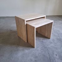 table gigogne travertin italy vintage 1980 minimaliste