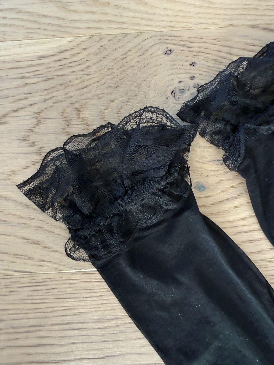 Calze: Schwarze Overknee-Strümpfe mit Spitzenbündchen – Nuovo e nell'imballaggio originale da Richterswil venduto da KAYLEIGH_77 1
