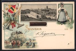 Litho Berne, Gesamtansicht, Trachtenbild