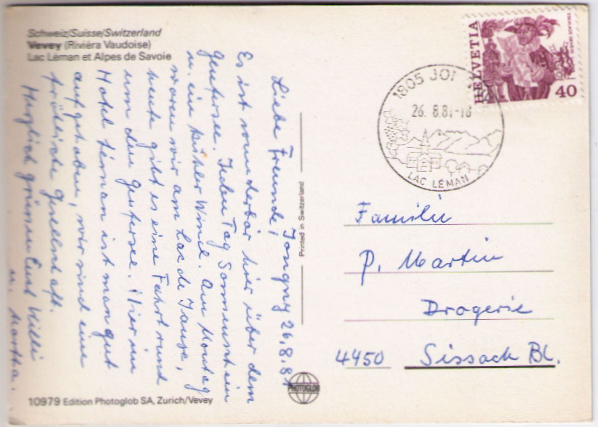 Cartoline postali: Vevey - Lac + Alpes de Savoie – Usato da Binningen venduto da Mountainrider 1