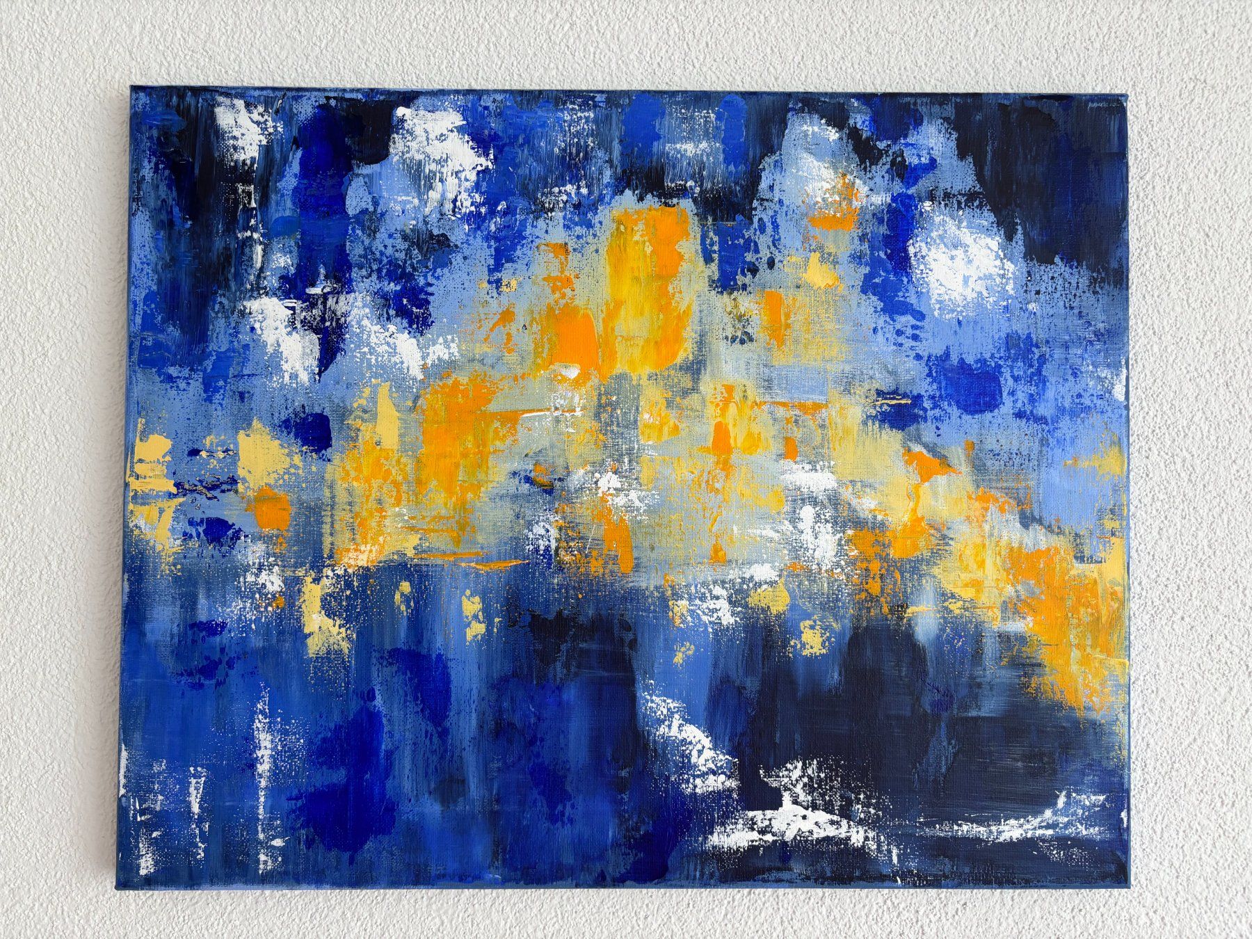 Dipinti: Abstraktes Acrylgemälde blau gelb – Nuovo (secondo la descrizione) da Cham venduto da Felha 2