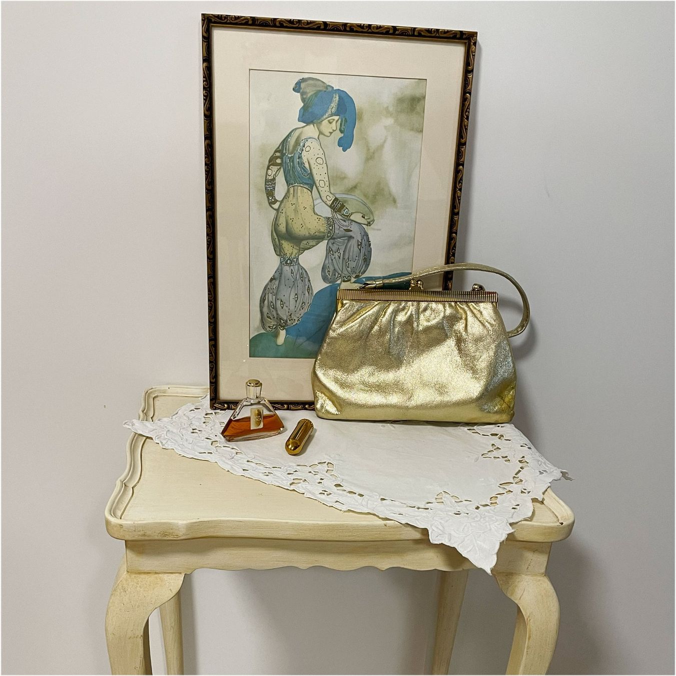 Borse da donna: Abendtäschchen Leder Gold VINTAGE 1970s – Usato da Brüttisellen venduto da Buxus 1