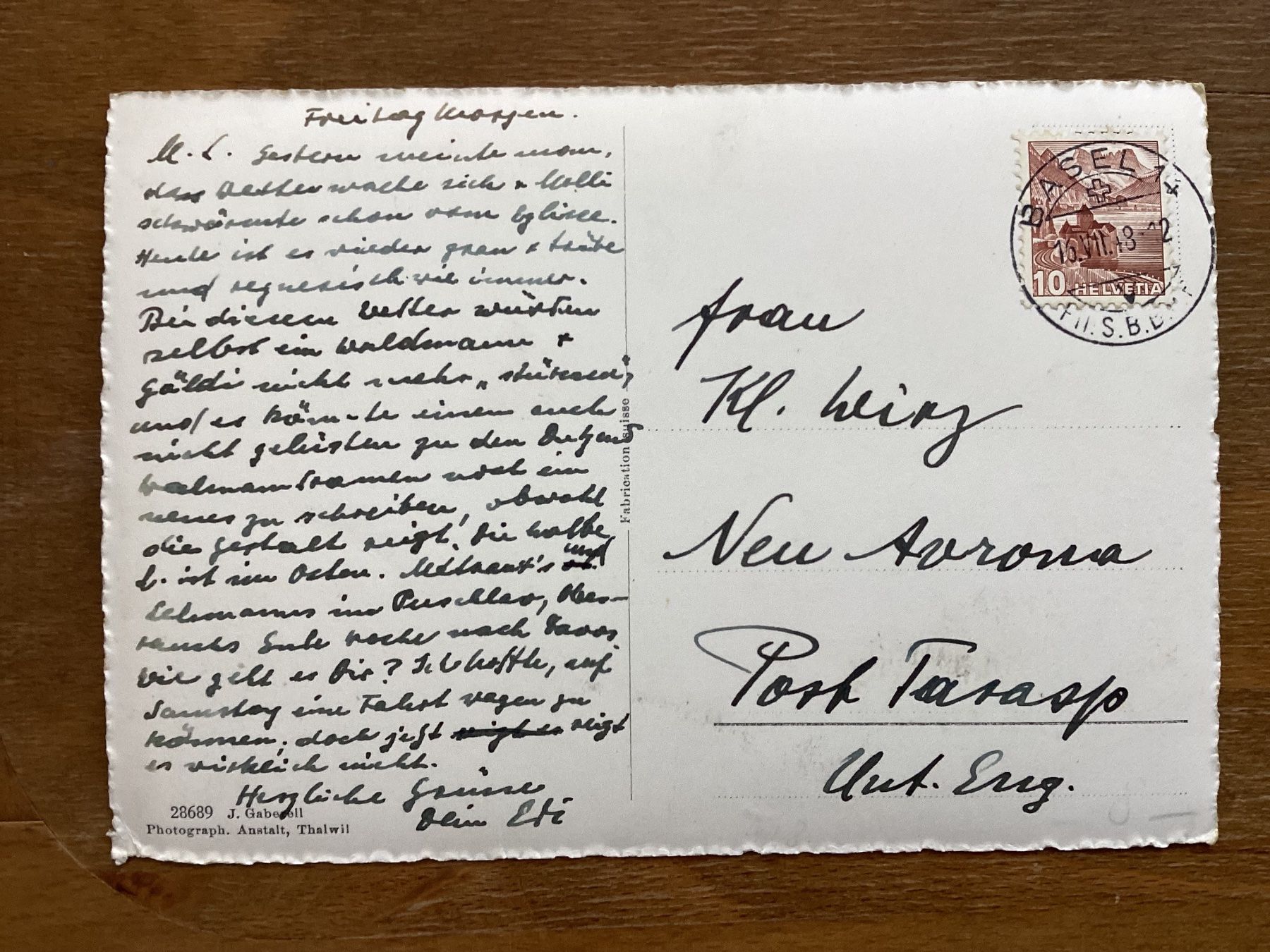 Ansichtskarten: AK Riehen 1948 – Gebraucht aus Zürich von Tolima194 1