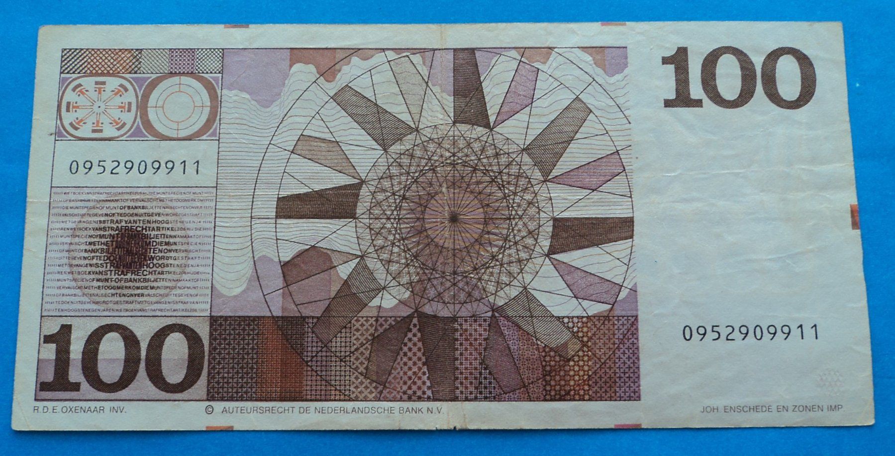 Banknoten: Niederlande: 100 Gulden 1970, SS – Gebraucht aus Basel von maripas17 1