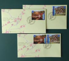 UNO Welterbe Japan 1.8.2001 / New York  Satz + Einzel FDC