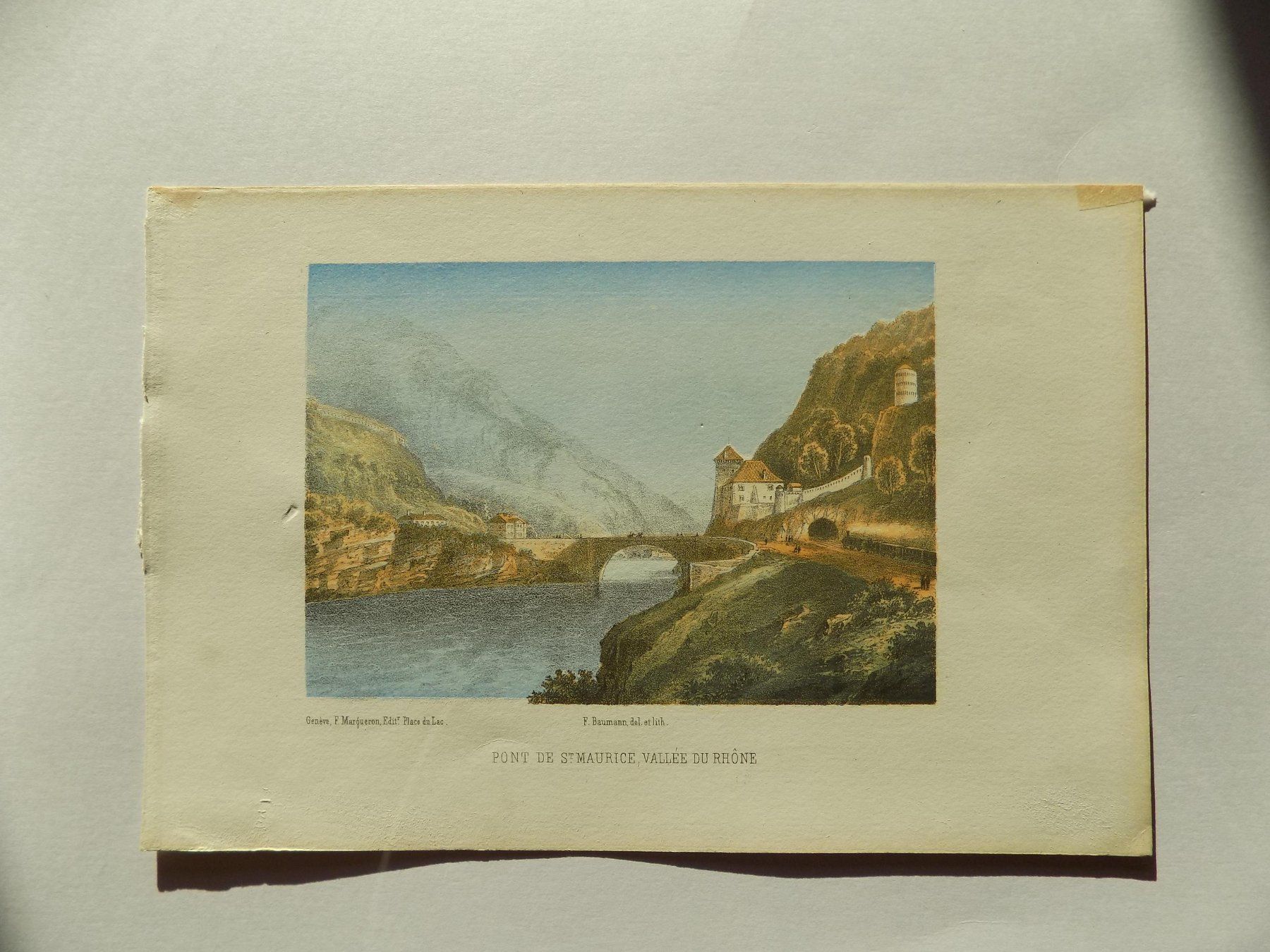 Gravures: St. Maurice Valais getönte Lithographie – D'occasion à Risch par Antikfee