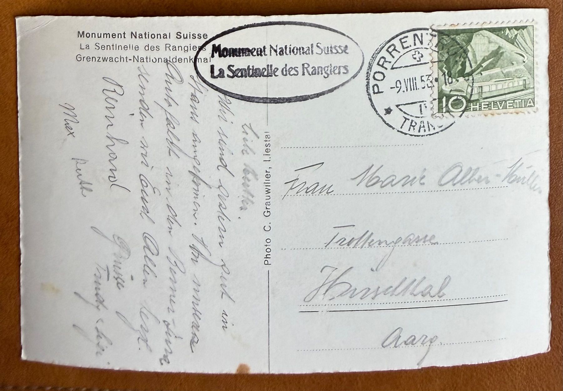 Cartoline postali: La Sentinelle des Rangiers. 1953 – Usato da Lutry venduto da Ediego 1
