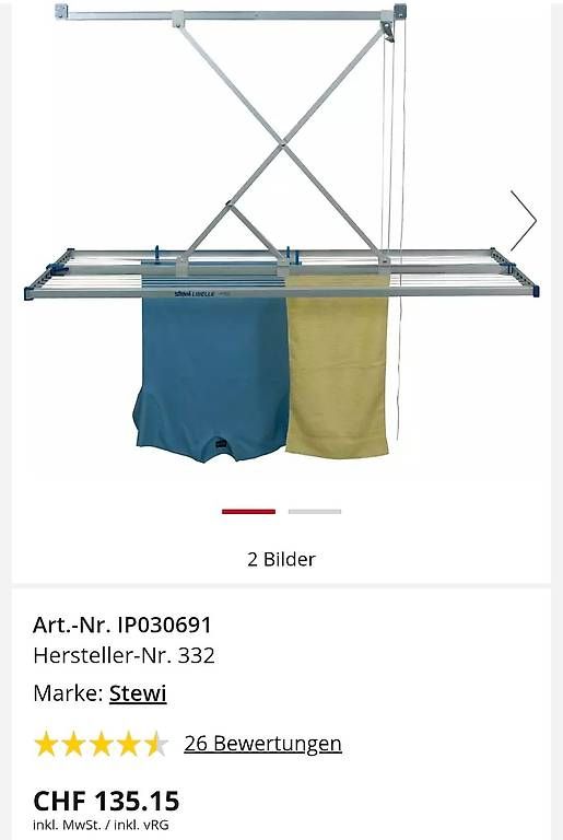 Stewi Stenditoi: Deckentrockner Extra Large – Nuovo e nell'imballaggio originale da Mettmenstetten venduto da Sa.schmid
