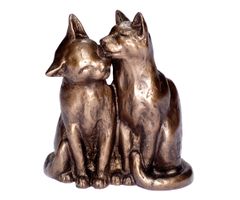 Katzen Figur mit Bronzepulver Kunst-Skulptur Kätzchen Mieze