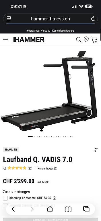 Hometrainer: Laufband Q. Vadis 7.0 – Usato da Rümlang venduto da des_qg77 1