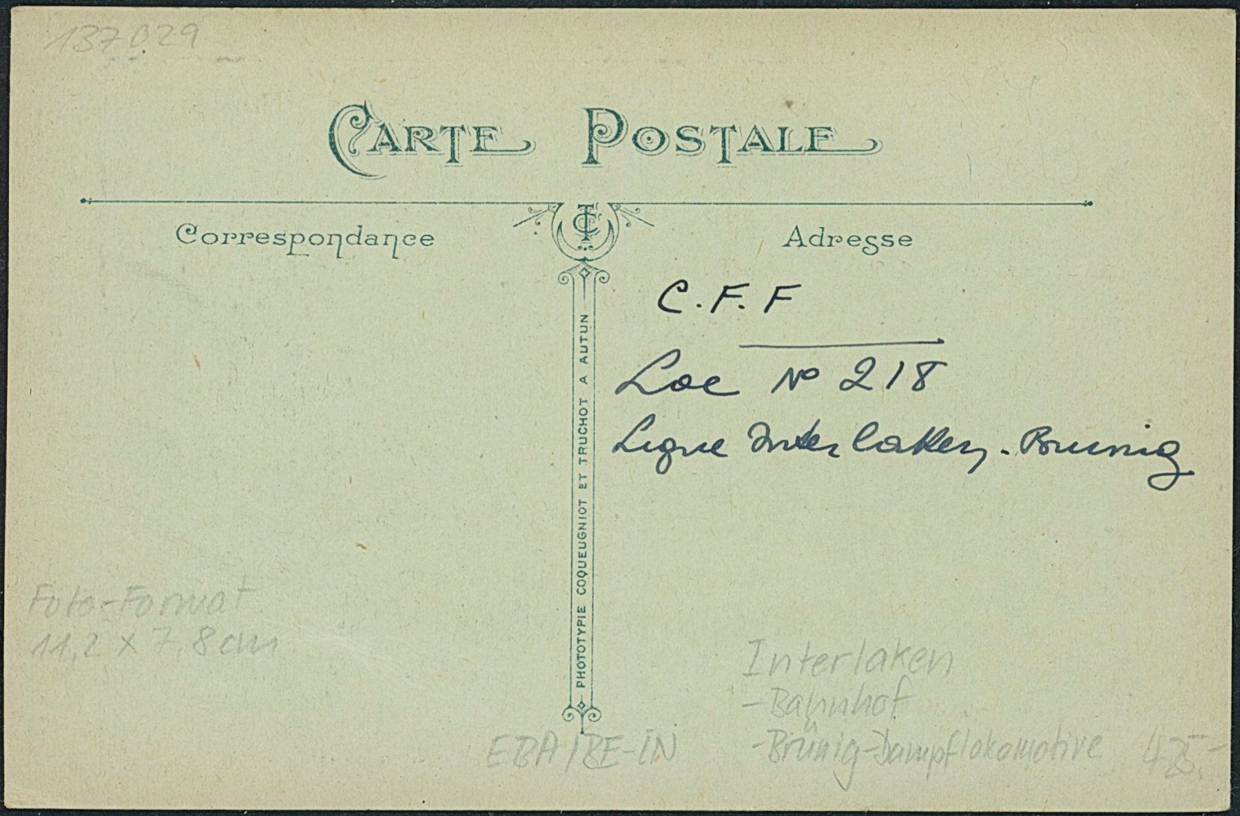 Cartoline postali: BE Interlaken - Bahnhof - Bahn – Nuovo (secondo la descrizione) da Schindellegi venduto da leecollect 1