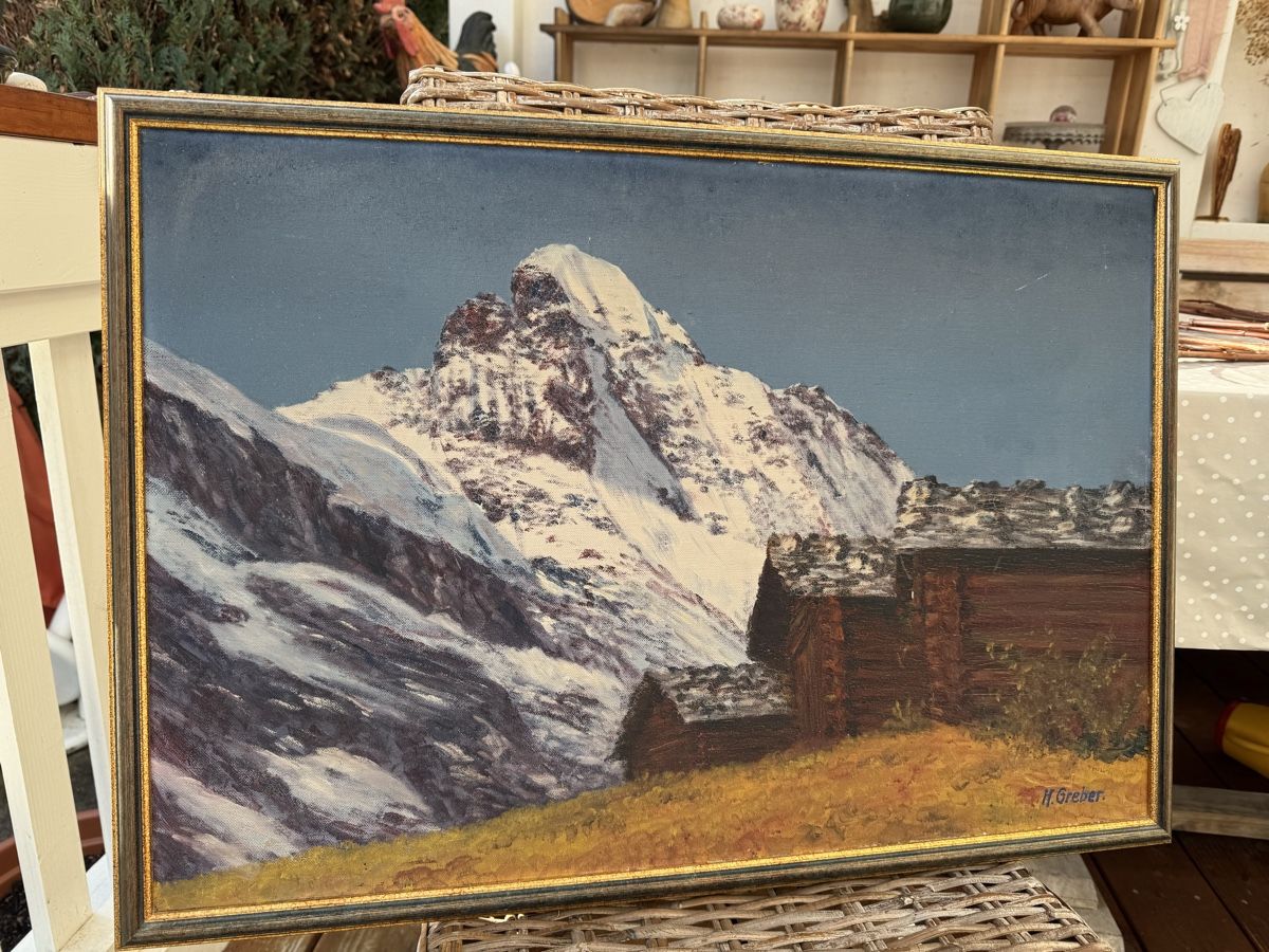 Gemälde: Prächtiges alpines Schweizer Ölgemälde, H. Greber – Gebraucht aus Rünenberg von Fendi02 1