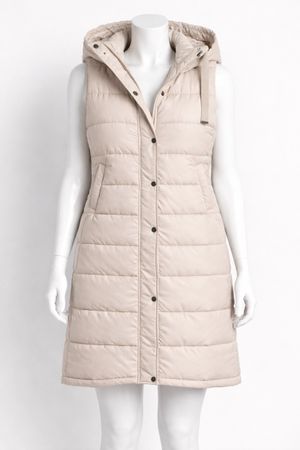 Neuf! Doudoune sans manches à capuche-veste matelassée beige