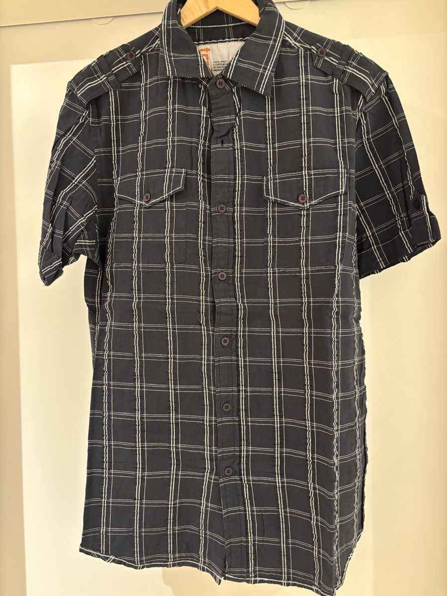 Hemden: Blue Checked Summer Short Sleeve Shirt, Size S – Gebraucht aus Zürich von Keller110