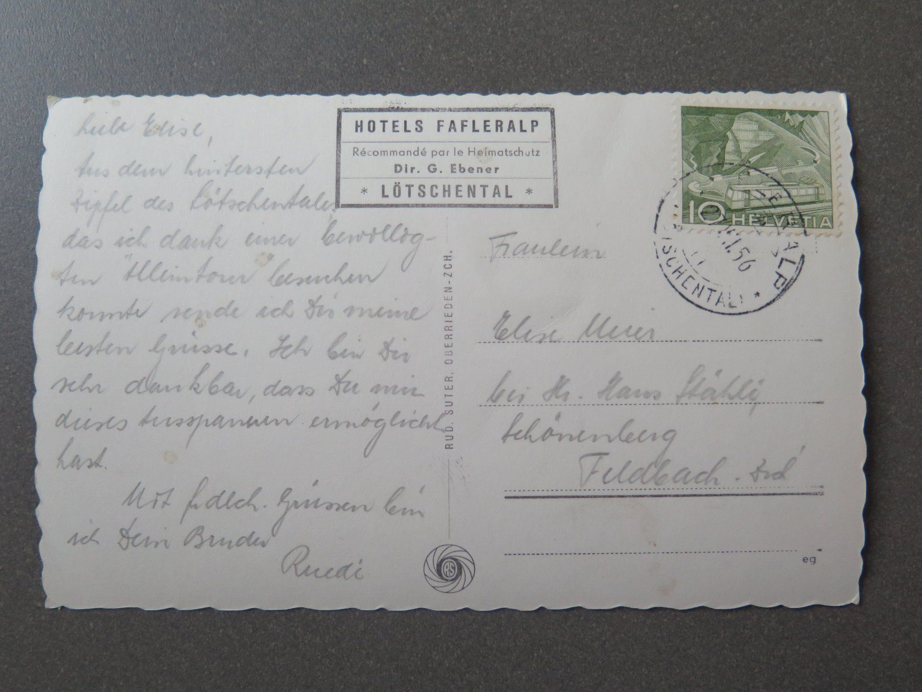 Cartoline postali: LÖTSCHENTAL - FAFLERALP – Usato da Wittenbach venduto da lipasal 1