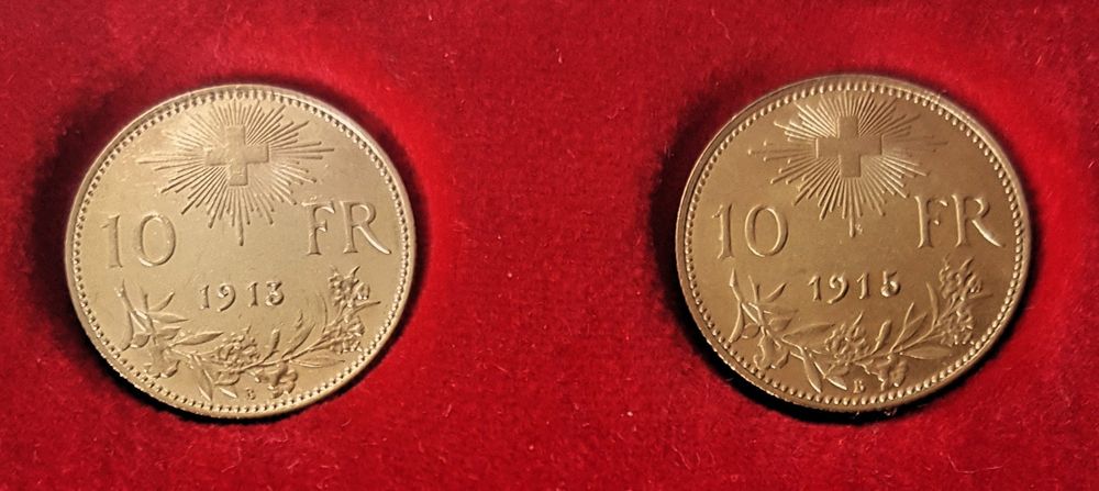 2x 10 Fr. Goldvreneli 1913 & 1915 (Gebraucht) in Arni AG für CHF 492 ...
