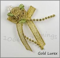 Noeud triple roses + perles GOLD