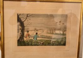 belle gravure de chasse anglaise en couleurs d'origine