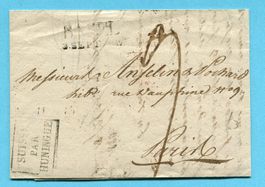 Faltbrief von Basel nach Paris 1822