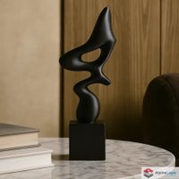 Modern Abstract Black Sculpture for Office Decor - 3D Print