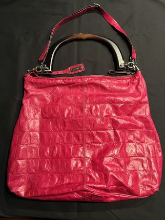 Stylische rote Abro Leder Tasche in Kroko Optik