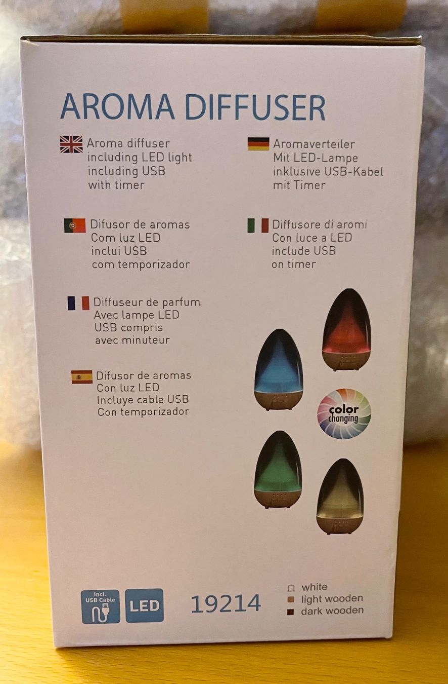 Diffusori di oli essenziali: Aroma Diffuser braun/schwarz, mit USB, Farbwechsel, Timer – Nuovo e nell'imballaggio originale da Basel venduto da Seifehuesli 2