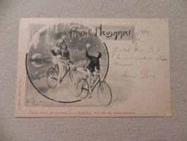 Neujahrs Karte Rad Velo Engel Teufel