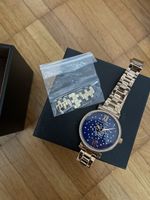 Michael Kors Damenuhr Roségold Glitzer mit blauem Zifferblat