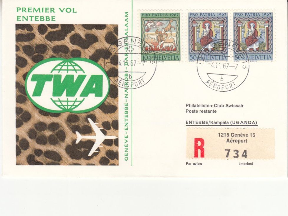 Tutti i francobolli: SLH RF 67.18d Genève-Entebbe – Usato da Bürglen TG venduto da StampGraf