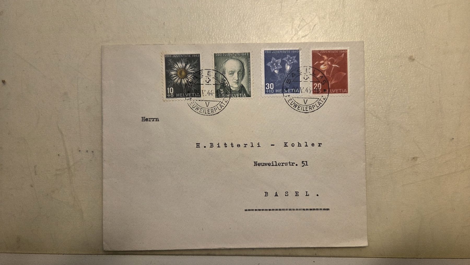 Alle Briefmarken: 1944 Satzbrief Pro Juventute – Gebraucht aus Arni AG von Moth68
