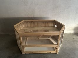 Grosses Kleintiergehege aus Holz, 115 × 60 × 58 cm