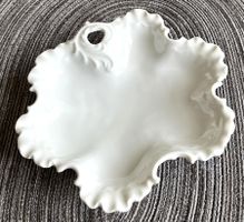 Limoges France Porzellan Blattschale weiss, rund