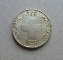 Schweiz ++ 5.- Franken 1939 Laupen, gute Erhaltung