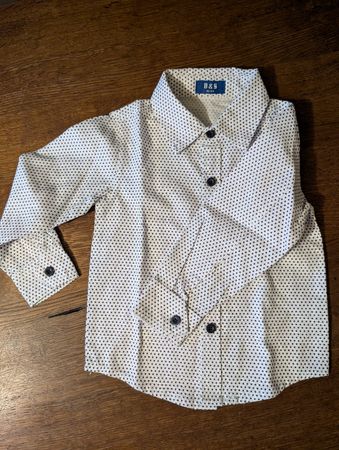 Jungenhemd weiss gepunktet Gr. 98 B&S festlich