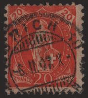 Stehende Helvetia mit nachgestocherner Platte - Vollstempel