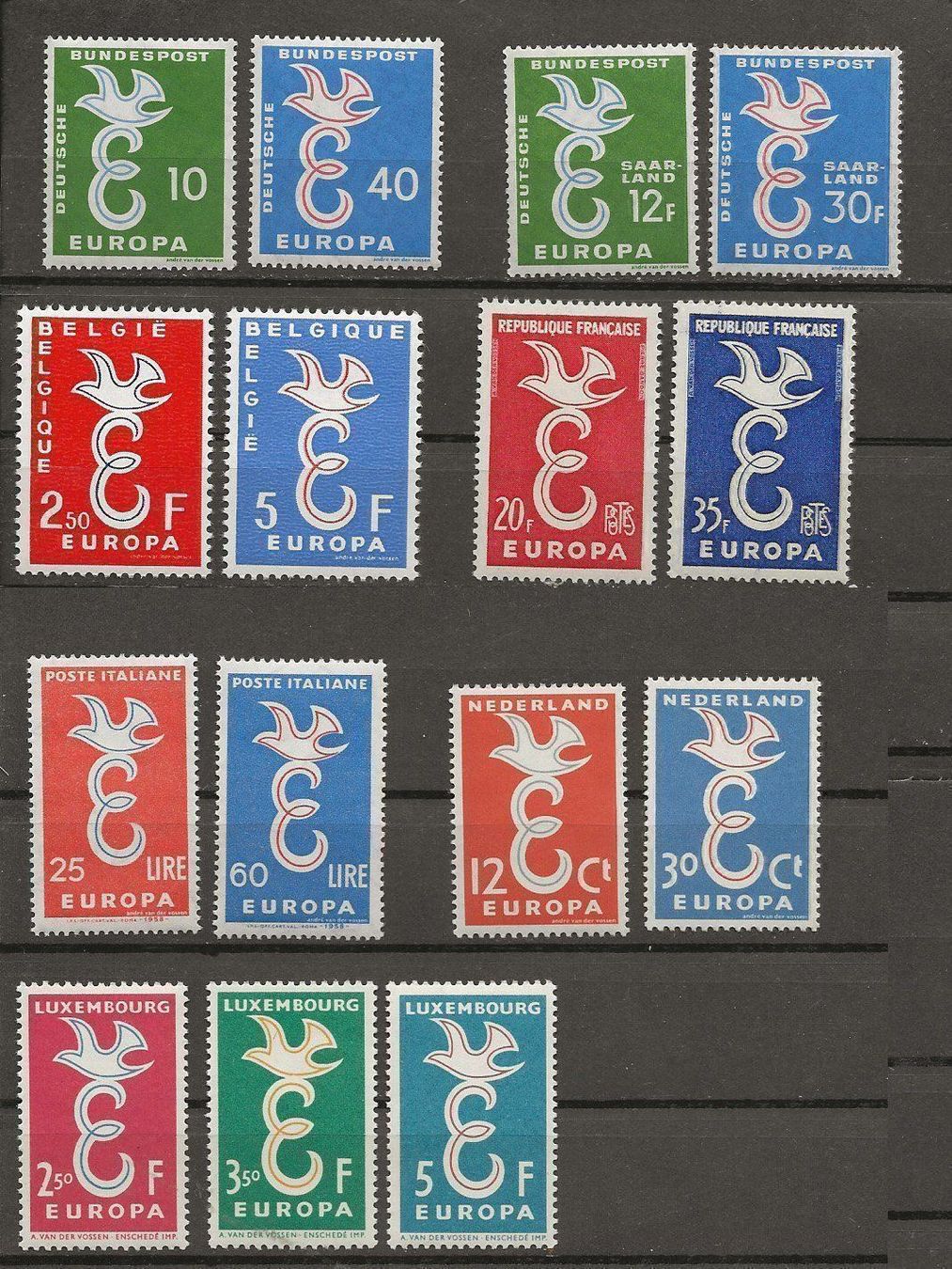 Alle Briefmarken: Europa 1958 ** Complet – Gebraucht aus Sion von PierreP01