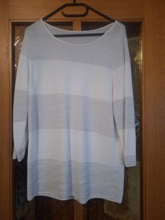 Damen Pullover weiss silber gestreift guter Zustand